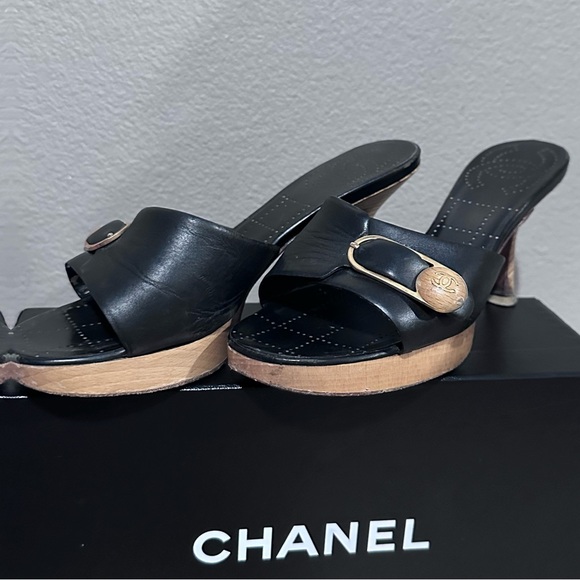 Authentic Chanel Wooden Mules with Chanel Box - Picture 5 of 13